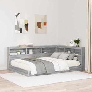 Imagine vidaXL Pat bibliotecă cu raft sonoma gri 160 x 200 cm Lemn prelucrat