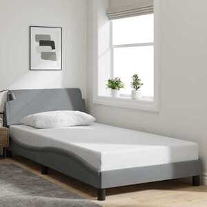Imagine vidaXL Cadru de pat, Dover, gri deschis, 100x190 cm, textil