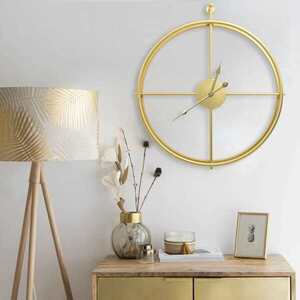 Imagine vidaXL Ceas de perete, auriu, 52 cm, fier