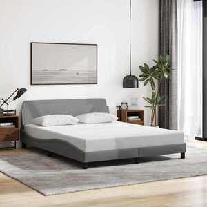 Imagine vidaXL Cadru de pat, Dover, gri deschis, 152x203 cm, textil