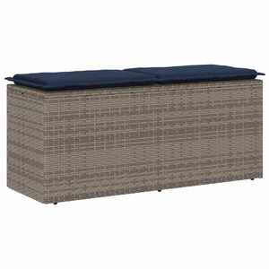 Imagine vidaXL Bancă de grădină cu pernă gri 110x40x44 cm polirattan