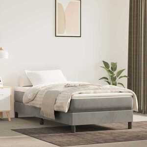 Imagine vidaXL Saltea pat arcuri, fermitate medie, gri deschis 100x203x20 cm catifea dublă XL