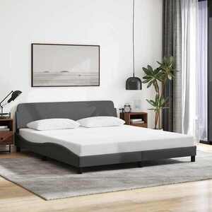 Imagine vidaXL Cadru de pat, Dover, gri închis, 152x203 cm, textil
