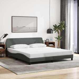 Imagine vidaXL Cadru de pat, Dover, gri închis, 183x213 cm, textil