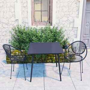 Imagine vidaXL Set mobilier de exterior, 3 piese, negru, ratan PVC