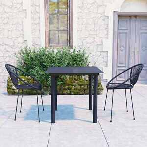 Imagine vidaXL Set mobilier de exterior, 3 piese, negru, ratan PVC