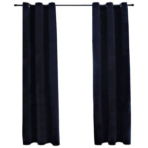 Imagine vidaXL Perdele opace cu inele, 2 buc., negru, catifea, 37 x 84 cm