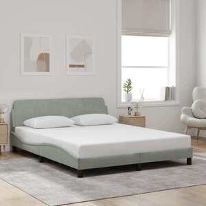 Imagine vidaXL Cadru de pat, Dover, gri deschis, 152x203 cm, catifea