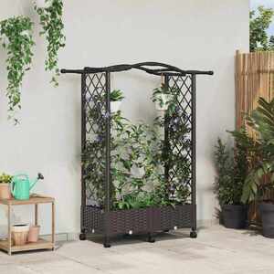 Imagine vidaXL Pat Ridicat cu Trellis și Acoperiș Maro 124 x 40 x 129 cm PP