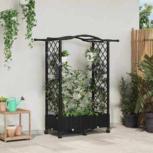 Imagine vidaXL Pat Ridicat cu Trellis și Acoperiș Negru 124 x 40 x 129 cm PP