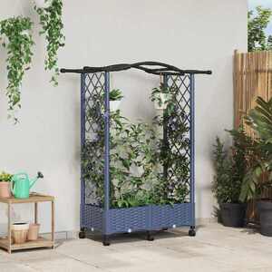 Imagine vidaXL Pat Ridicat cu Trellis și Acoperiș Gri 124 x 40 x 129 cm PP