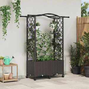 Imagine vidaXL Pat Ridicat cu Trellis și Acoperiș Maro 125 x 40 x 144 cm PP