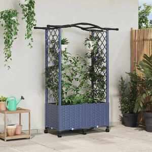 Imagine vidaXL Pat Ridicat cu Trellis și Acoperiș Gri 125 x 40 x 144 cm PP
