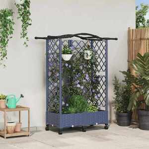 Imagine vidaXL Pat Ridicat cu Trellis și Acoperiș Gri 124 x 40 x 129 cm PP
