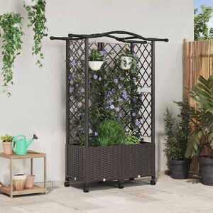 Imagine vidaXL Pat Ridicat cu Trellis și Acoperiș Maro 122 x 40 x 144 cm PP