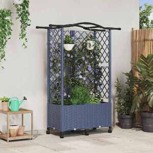 Imagine vidaXL Pat Ridicat cu Trellis și Acoperiș Gri 122 x 40 x 144 cm PP