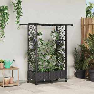 Imagine vidaXL Pat Ridicat cu Trellis și Acoperiș Maro 122, 5 x 40 x 127 cm PP