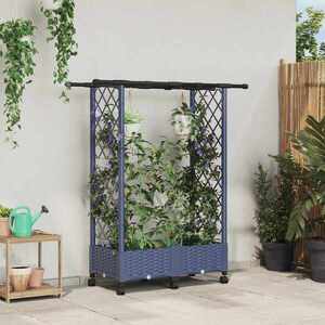 Imagine vidaXL Pat Ridicat cu Trellis și Acoperiș Gri 122, 5 x 40 x 127 cm PP