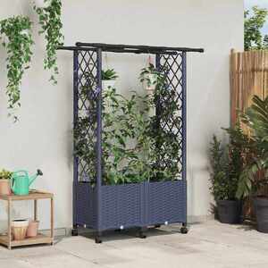 Imagine vidaXL Pat Ridicat cu Trellis și Acoperiș Gri 124, 5 x 40 x 142 cm PP