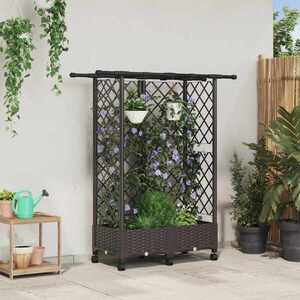 Imagine vidaXL Pat Ridicat cu Trellis și Acoperiș Maro 124 x 40 x 127 cm PP