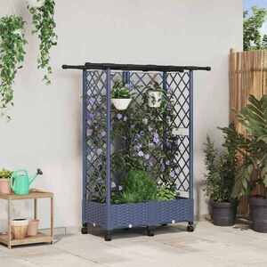 Imagine vidaXL Pat Ridicat cu Trellis și Acoperiș Gri 124 x 40 x 127 cm PP