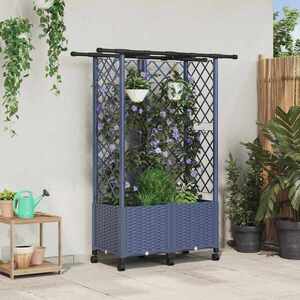 Imagine vidaXL Pat Ridicat cu Trellis și Acoperiș Gri 124 x 40 x 142 cm PP