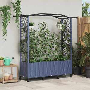 Imagine vidaXL Pat Ridicat cu Trellis și Acoperiș Gri 164 x 40 x 144 cm PP