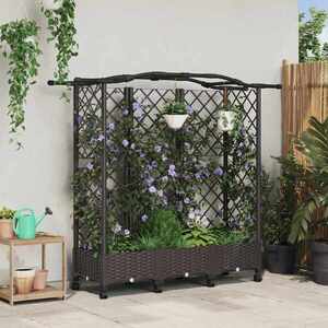 Imagine vidaXL Pat Ridicat cu Trellis și Acoperiș Maro 163 x 40 x 129 cm PP