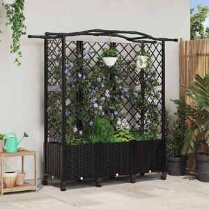Imagine vidaXL Pat Ridicat cu Trellis și Acoperiș Negru 163 x 40 x 144 cm PP