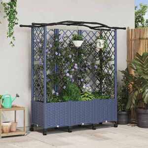 Imagine vidaXL Pat Ridicat cu Trellis și Acoperiș Gri 163 x 40 x 144 cm PP