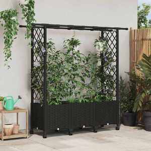 Imagine vidaXL Pat Ridicat cu Trellis și Acoperiș Negru 162, 5 x 40 x 142 cm PP