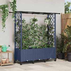 Imagine vidaXL Pat Ridicat cu Trellis și Acoperiș Gri 162, 5 x 40 x 142 cm PP