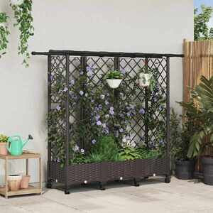 Imagine vidaXL Pat Ridicat cu Trellis și Acoperiș Maro 164 x 40 x 127 cm PP