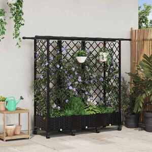 Imagine vidaXL Pat Ridicat cu Trellis și Acoperiș Negru 164 x 40 x 127 cm PP