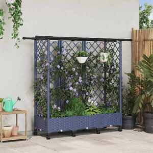 Imagine vidaXL Pat Ridicat cu Trellis și Acoperiș Gri 164 x 40 x 127 cm PP