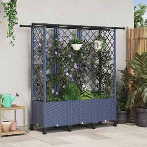 Imagine vidaXL Pat Ridicat cu Trellis și Acoperiș Gri 163, 5 x 40 x 142 cm PP