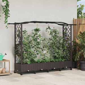 Imagine vidaXL Pat Ridicat cu Trellis și Acoperiș Maro 207 x 40 x 129 cm PP