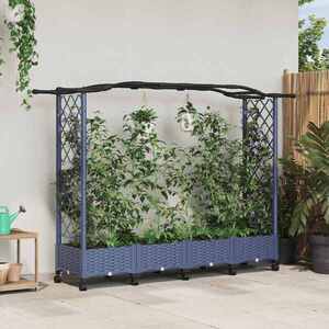 Imagine vidaXL Pat Ridicat cu Trellis și Acoperiș Gri 207 x 40 x 129 cm PP