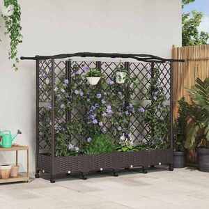 Imagine vidaXL Pat Ridicat cu Trellis și Acoperiș Maro 203, 5 x 40 x 129 cm PP