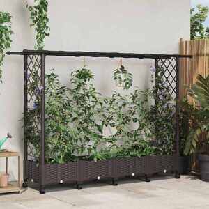 Imagine vidaXL Pat Ridicat cu Trellis și Acoperiș Maro 203 x 40 x 127 cm PP