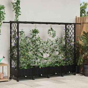 Imagine vidaXL Pat Ridicat cu Trellis și Acoperiș Negru 203 x 40 x 127 cm PP