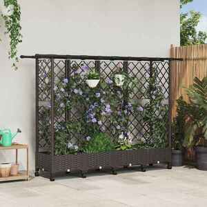 Imagine vidaXL Pat Ridicat cu Trellis și Acoperiș Maro 202, 5 x 40 x 127 cm PP