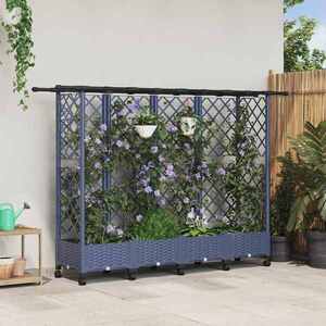 Imagine vidaXL Pat Ridicat cu Trellis și Acoperiș Gri 202, 5 x 40 x 127 cm PP