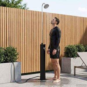 Imagine vidaXL Duș solar cu cap de duș 20 l PVC, ABS, Aliaj de zinc Negru
