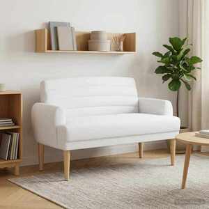 Imagine vidaXL Canapea cu capitonaj butonat Alb 116 x 67 x 80 cm Țesătură