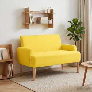 Imagine vidaXL Canapea cu capitonaj butonat Galben Deschis 116 x 67 x 81 cm