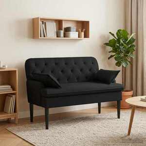 Imagine vidaXL Canapea cu capitonaj butonat Negru 111 x 68 x 80 cm Țesătură