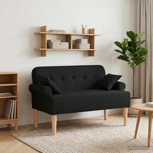 Imagine vidaXL Canapea cu capitonaj butonat Negru 120 x 65 x 79 cm Țesătură
