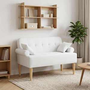 Imagine vidaXL Canapea cu capitonaj butonat Alb 120 x 65 x 79 cm Țesătură