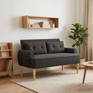 Imagine vidaXL Canapea cu capitonaj butonat Negru 117 x 67 x 77 cm Bouclé